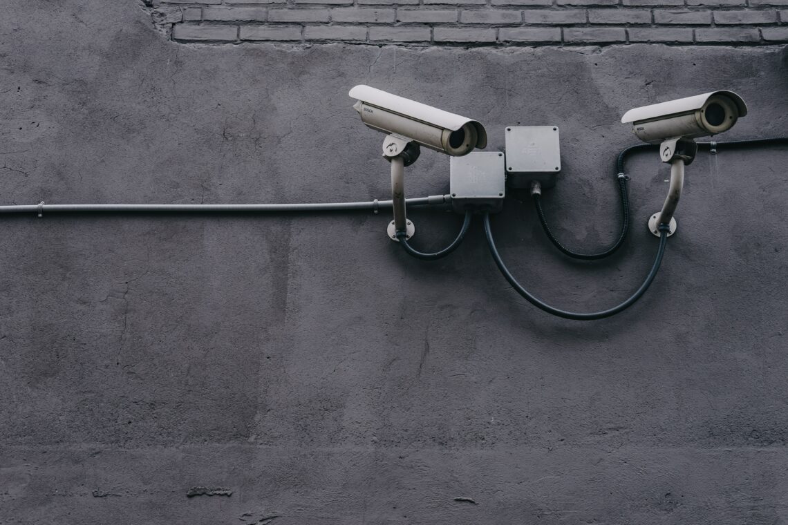 cameras on a bleak wall